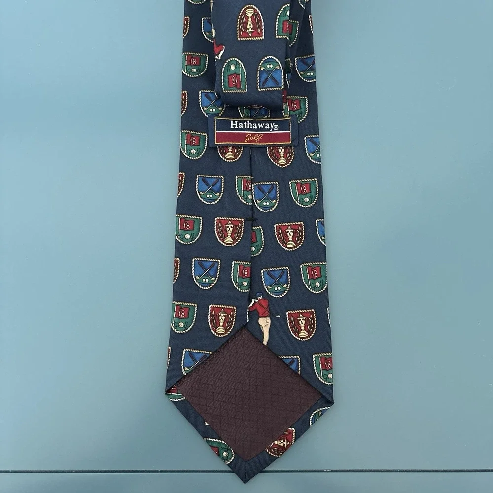 Vtg HATHAWAY Golf Tie 100% Silk Made in USA